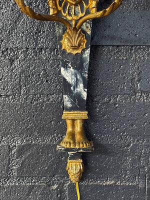 Pair of Italian Neoclassical Egyptian Revival Giltwood Sphinx Wall Sconces, c.1950’s