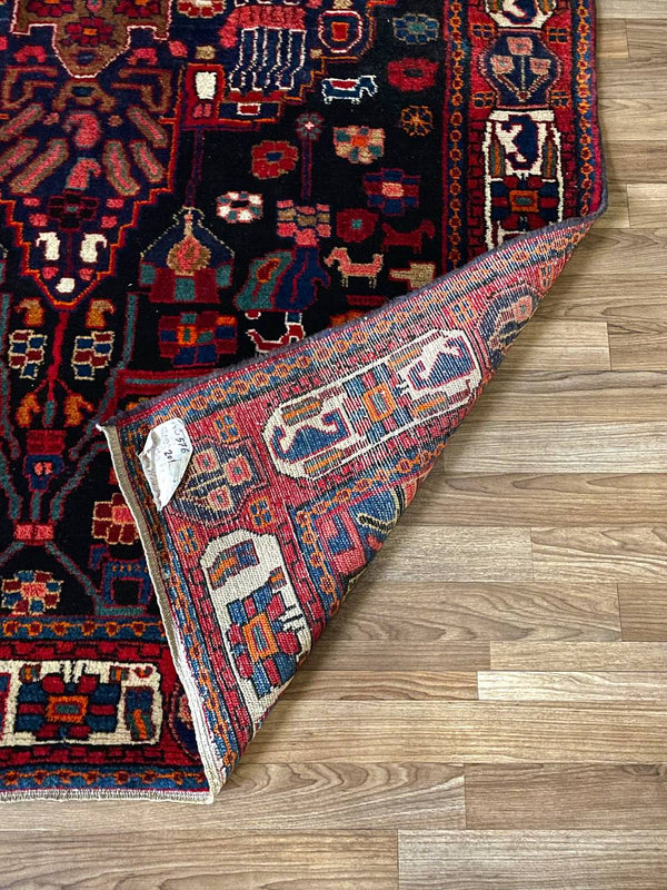 Vintage Persian Bakhtiari Garden Panel Rug – Hand-Knotted Wool, c.1940s