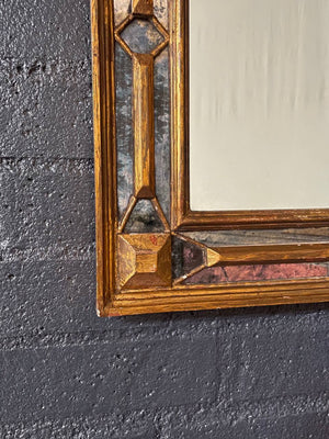 Antique Spanish Colonial Gilded Mirror w/ Distressed Glass, c.1950’s
