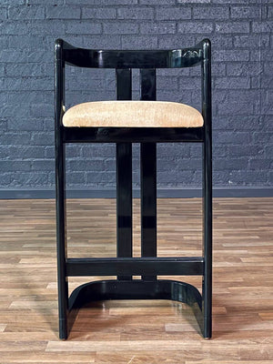 Set of 4 Vintage Post Modern Black Lacquered Bar Stools, c.1980s