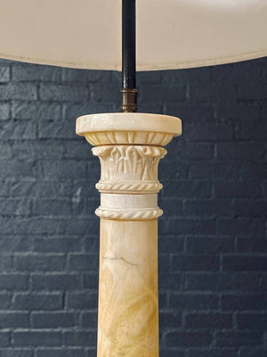 Pair of Antique Neoclassical Style Column Marble Table Lamps, c.1930’s