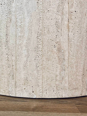Vintage Post Modern Round Travertine Stone Pedestal Table, c.1970’s