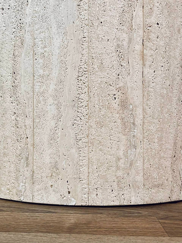 Vintage Post Modern Round Travertine Stone Pedestal Table, c.1970’s