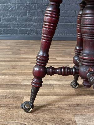 Victorian Mahogany Adjustable Piano Stool w/ Ball & Claw Glass Feet, c.1930’s