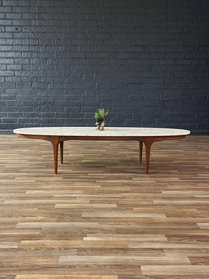 Mid-Century Modern Surfboard Style Marble & Walnut Coffee Table, c.1960’s