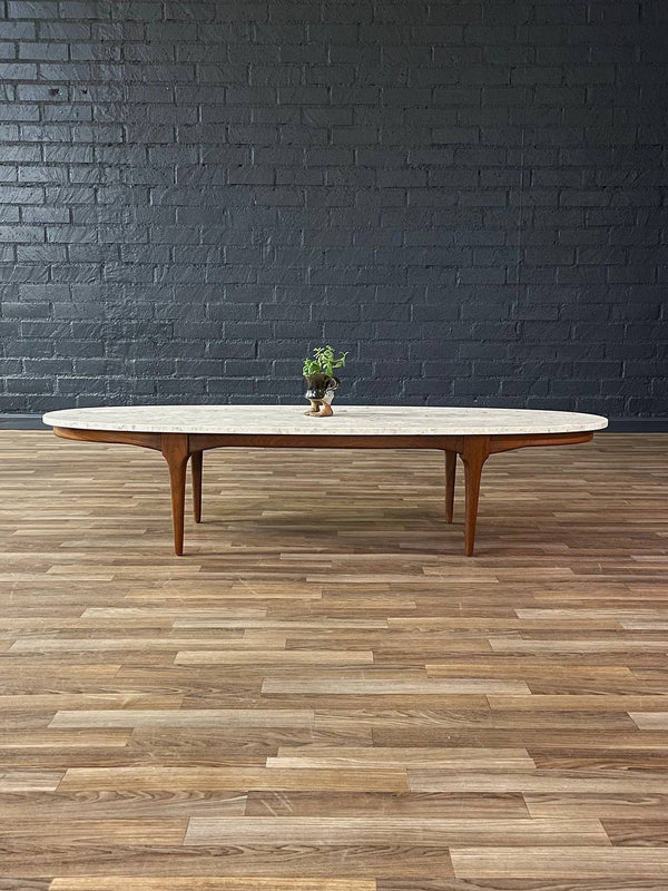 Mid-Century Modern Surfboard Style Marble & Walnut Coffee Table, c.1960’s