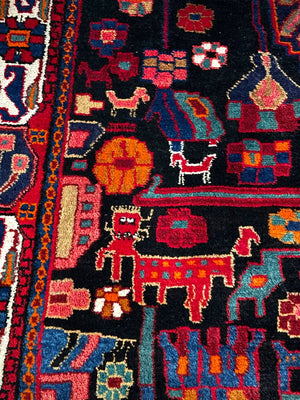 Vintage Persian Bakhtiari Garden Panel Rug – Hand-Knotted Wool, c.1940s