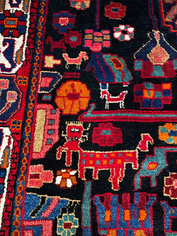 Vintage Persian Bakhtiari Garden Panel Rug – Hand-Knotted Wool, c.1940s