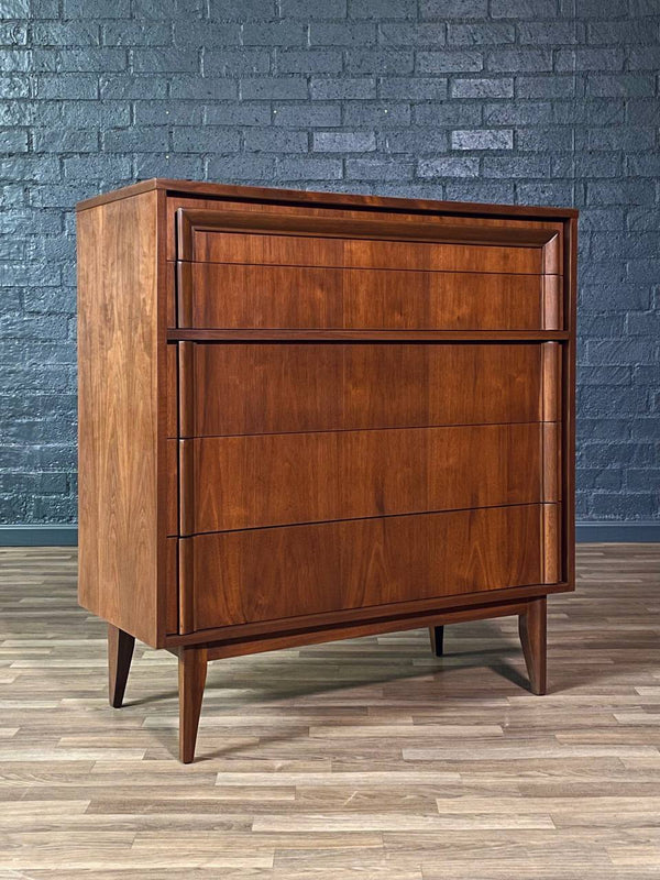 Mid-Century Modern Walnut Highboy Dresser by Basic Witz, c.1960’s