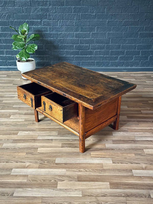 Antique Chinese Rustic Low Console Table w/ Secret Compartment, c.1920’s