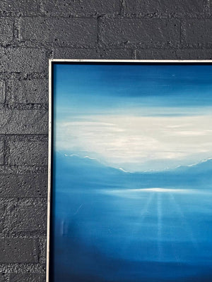 Vintage Blue Horizon Seascape Oil Painting by Delmary - Signed Original