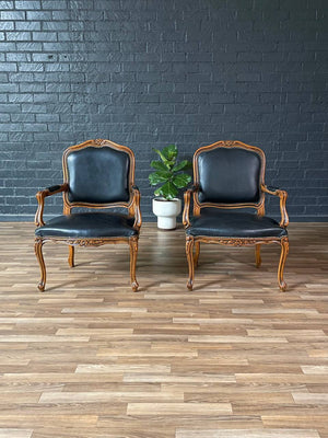 Pair of French Louis XV-Style Carved Beech Armchairs by Chateau d’Ax