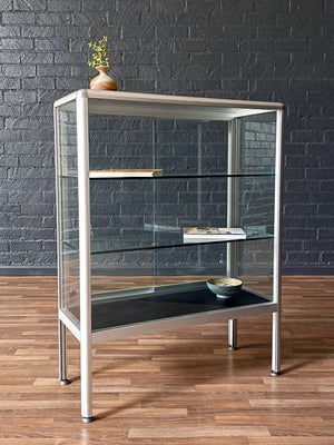 Vintage Post Modern Aluminum & Glass Bookcase Shelf Unit, c.1980’s