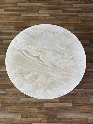 Mid-Century Modern Round Marble & Walnut Coffee Table, c.1960’s