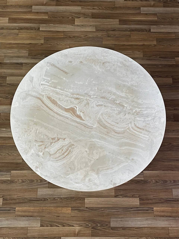 Mid-Century Modern Round Marble & Walnut Coffee Table, c.1960’s