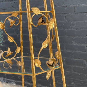Vintage Gilt Metal & Glass Display Shelf Curio, c.1950’s