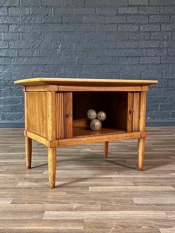 Mid-Century Modern Tambour-Door Night Stand w/ Stone Top by Tomlinson, c.1960’s