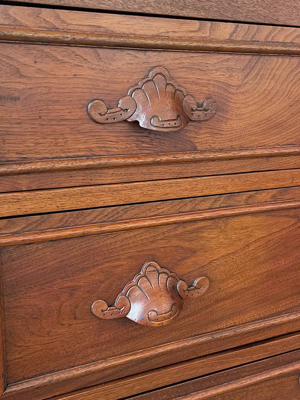 Antique American Walnut & Marble Top Dresser with Three Drawers, c.1900’s