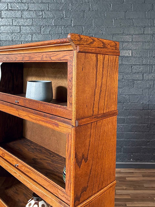 Vintage Barristers Oak Bookcase w/ Glass Sliding Doors