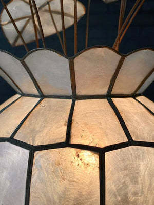 Vintage Capiz Lotus Leaf Shell & Brass Table Lamp, c.1970’s