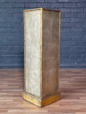 Hollywood Regency Giltwood Pedestal w/ Reverse Glass Panels, c.1960s