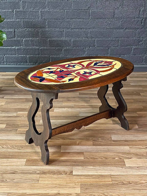Vintage Spanish Revival Oak & Tile Coffee Table, c.1940’s