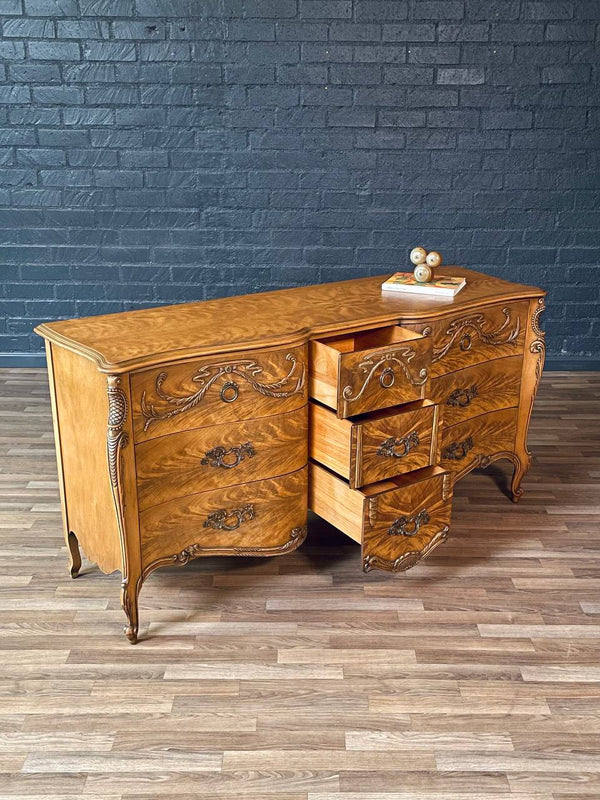French Louis XVI Style Burl Wood Dresser by Romweber, c.1920’s