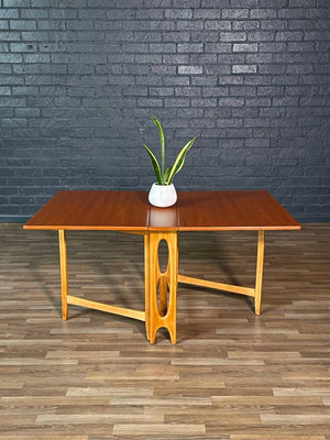 Vintage Norwegian Modern Teak & Birch Drop Leaf Dining Table by Bendt Winge, c.1960’s