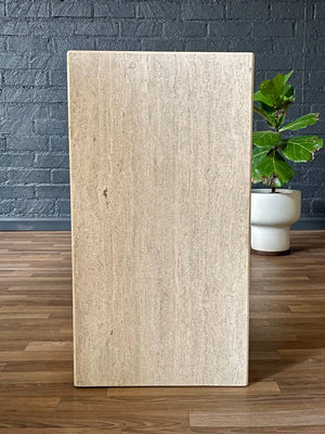 Vintage Post Modern Travertine Stone Pedestal Table, c.1970’s