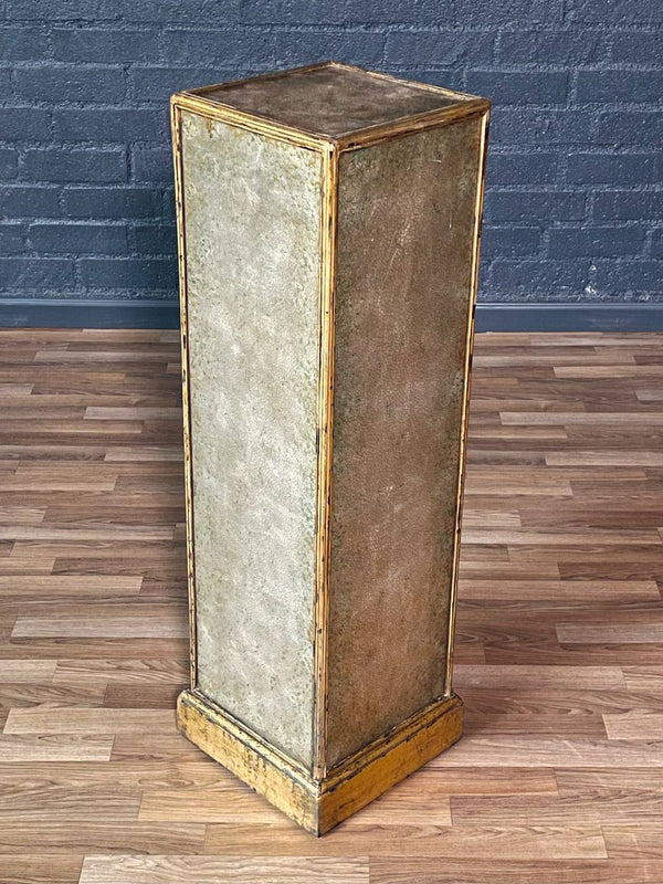 Hollywood Regency Giltwood Pedestal w/ Reverse Glass Panels, c.1960s