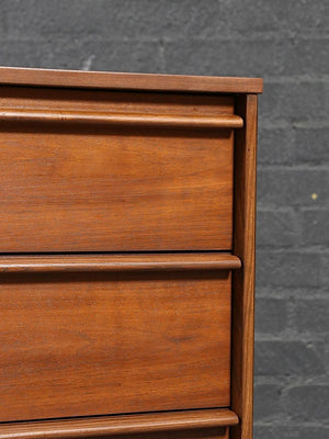 Mid Century Modern Walnut Highboy Dresser by Bassett Furniture, c.1960's