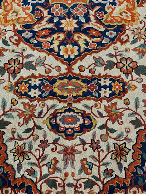 Vintage Persian-Style Hand-Knotted Wool Floral Medallion Area Rug
