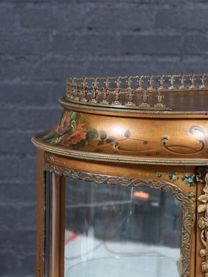 French Louis XV Style Hand-Painted Curio Vitrine Cabinet, c.1920’s