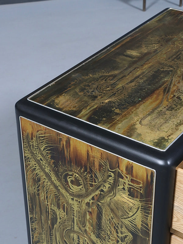 Bernhard Rohne Acid Etched Brass Dresser for Mastercraft, c.1970’s