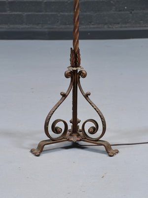 Antique Spanish Revival Wrought Iron Floor Lamp by Moe Bridges, c.1920's
