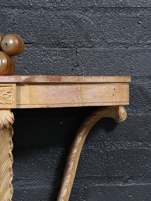 Pair of Neoclassical Revival Carved Wood Demilune Wall Consoles by Zangerle & Peterson, c.1940’s