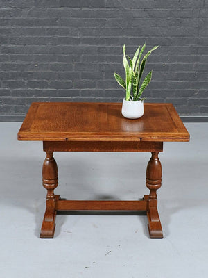 English Jacobean Revival Oak Draw-Leaf Dining Table, c.1930's