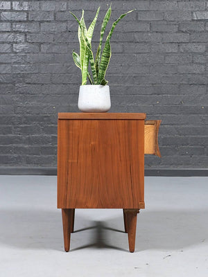 Mid Century Modern Sculpted Walnut Two-Drawer Nightstand, c.1960's