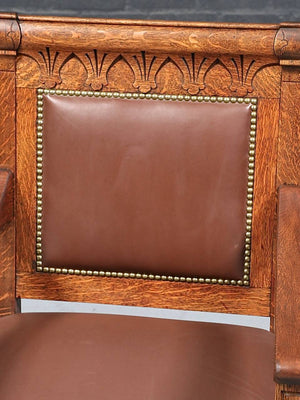 American Arts & Crafts Carved Oak Armchair, c.1930's