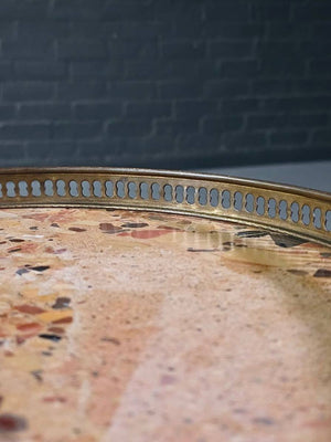 French Louis XVI Revival Breccia Marble & Brass Side Table, c.1940's
