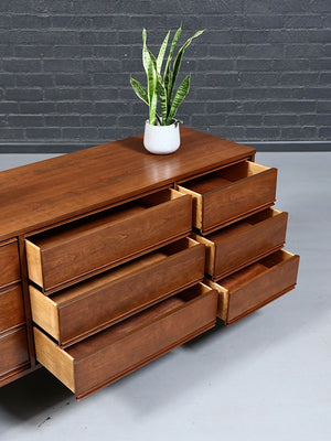 Mid-Century Modern 9-Drawer Walnut Dresser by Dixie, c.1960’s