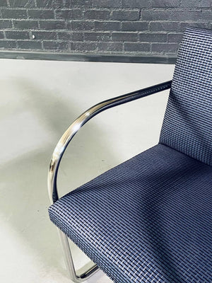 Pair of Knoll Style Chrome Cantilever Armchairs, c.2000's