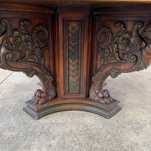 Antique Italian Renaissance Style Carved Walnut Dining Table
