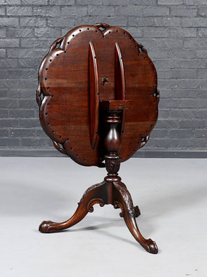 American Chippendale Revival Mahogany Pie-Crust Tilt-Top Table, c.1940's