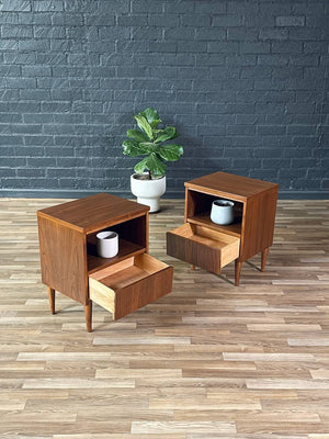Pair of Mid-Century Modern “Trimline” Walnut Night Stands by Bassett, c.1960’s