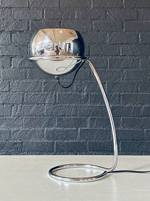 Mid-Century Space-Age Chrome Eyeball Desk Lamp w/ Loop Base, c.1960’s