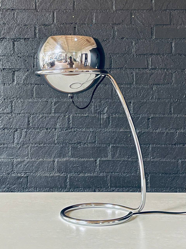 Mid-Century Space-Age Chrome Eyeball Desk Lamp w/ Loop Base, c.1960’s