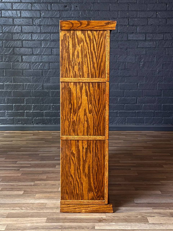 Vintage Barristers Oak & Glass 3-Tier Bookcase Shelf Cabinet, c.1960’s