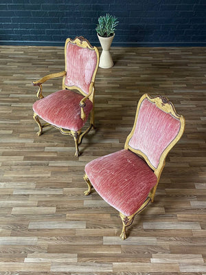 Set of 8x French Style Painted & Carved Wood Dining Chairs, c.1950’s