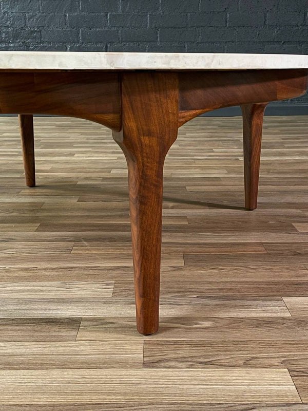Mid-Century Modern Round Marble & Walnut Coffee Table, c.1960’s